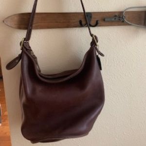 COACH VINTAGE LEATHER BUCKET BAG - BROWN - XL 9085